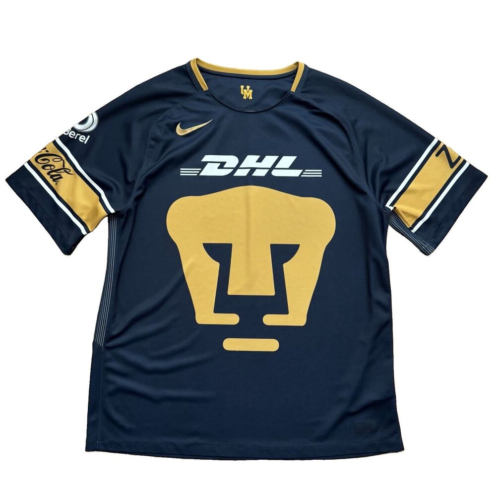 Nike Pumas UNAM Black Gold Size XL Soccer Jersey Shirt DHL Telcel Herbalife 2017
